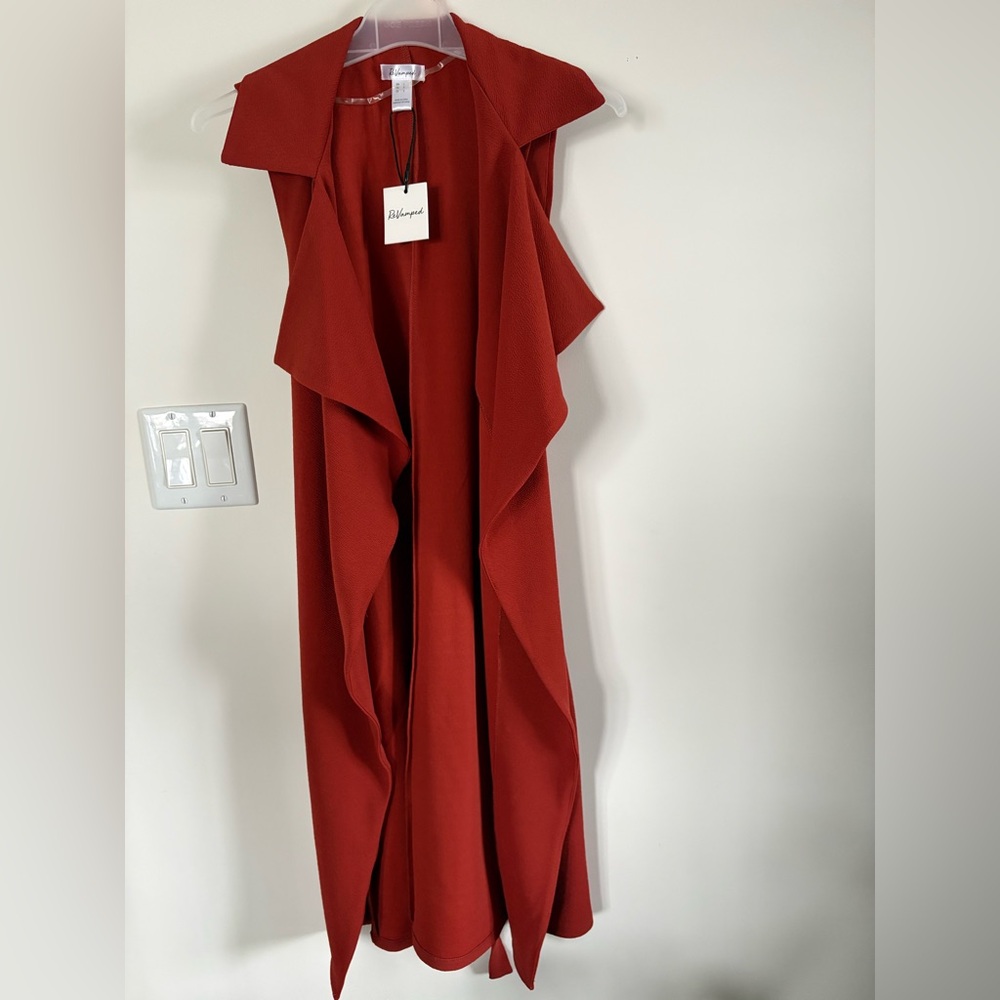 Revamped Brick Red Sleeveless Draped Maxi Dress